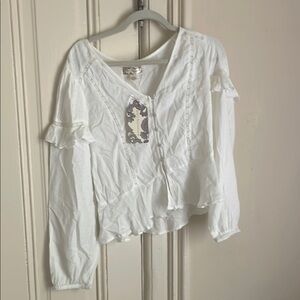 White Ruffled Women's Top
